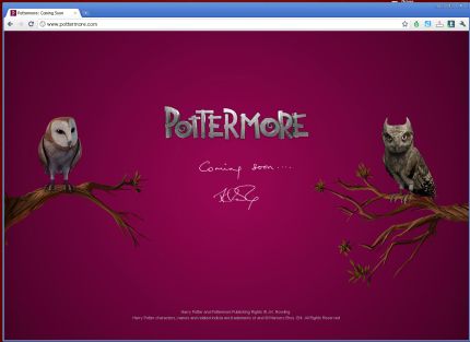 Imagen del sitio www.pottermore.com