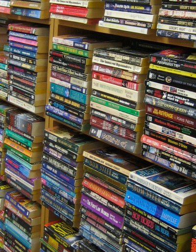 Librero con muchos libros